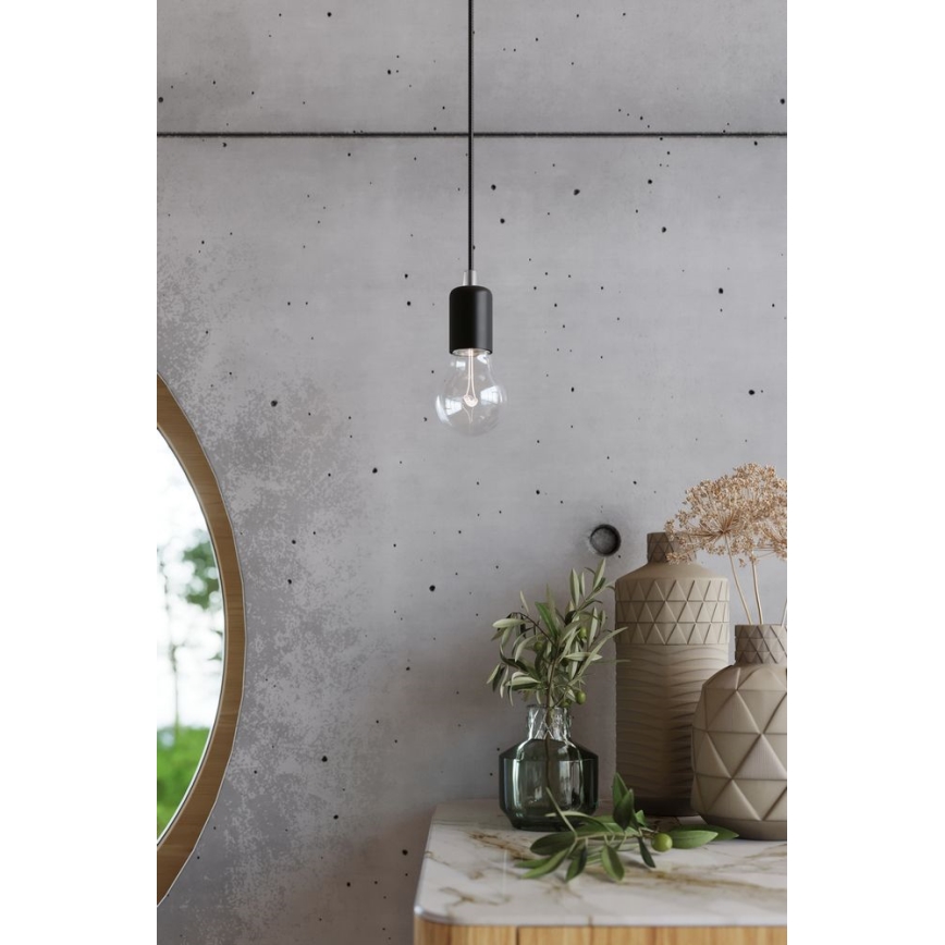 Ljuskrona med textilsladd EDISON 7 7xE27/60W/230V spindel svart