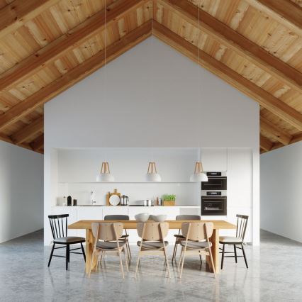 Ljuskrona med textilsladd CASCO 1xE27/60W/230V diameter 30 cm Björk