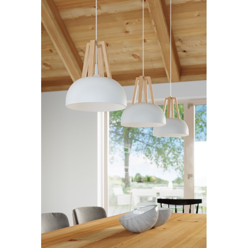 Ljuskrona med textilsladd CASCO 1xE27/60W/230V diameter 30 cm Björk