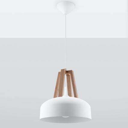 Ljuskrona med textilsladd CASCO 1xE27/60W/230V diameter 30 cm Björk