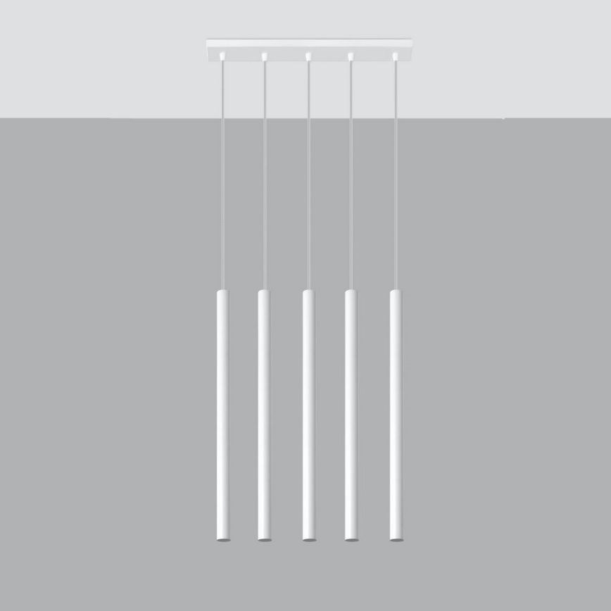 Ljuskrona med textilsladd PASTELO 5xG9/8W/230V vit