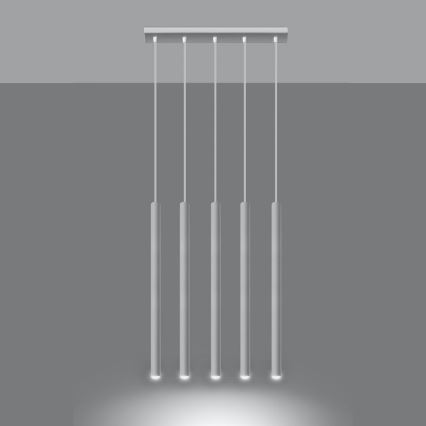 Ljuskrona med textilsladd PASTELO 5xG9/8W/230V vit