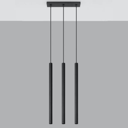 Ljuskrona med textilsladd PASTELO 3xG9/8W/230V svart