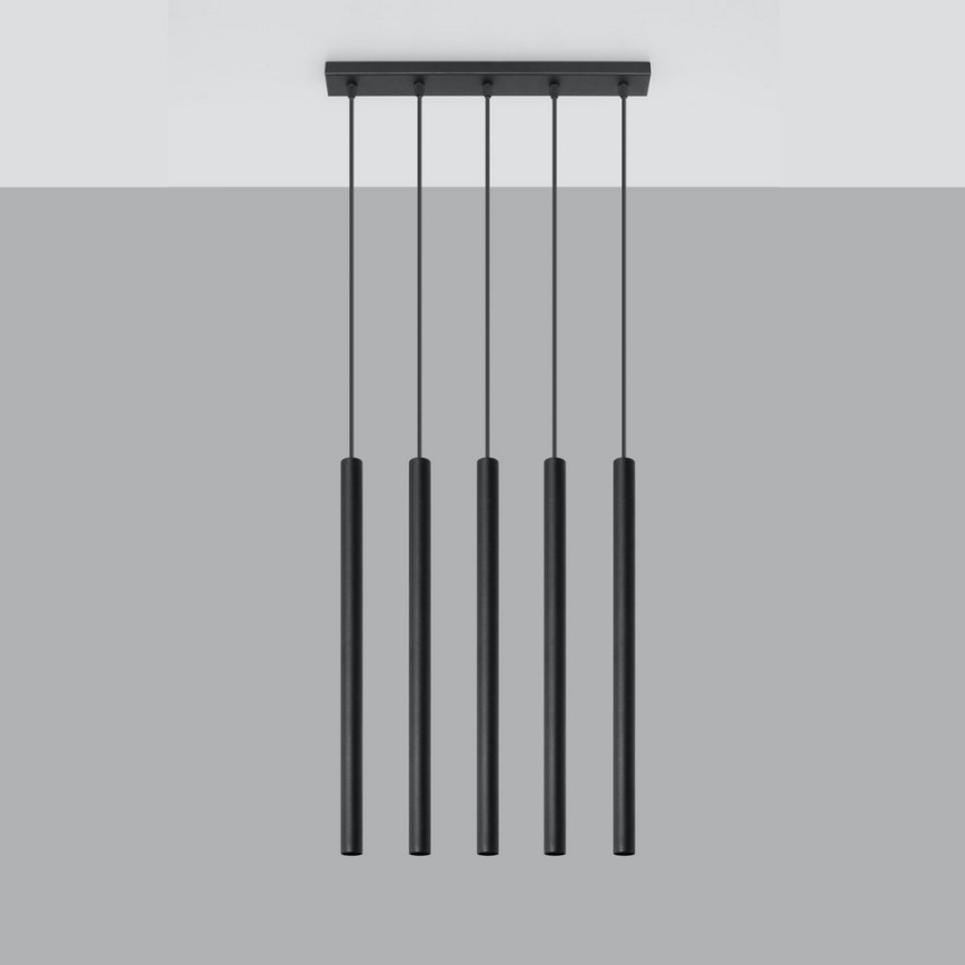 Ljuskrona med textilsladd PASTELO 5xG9/8W/230V svart