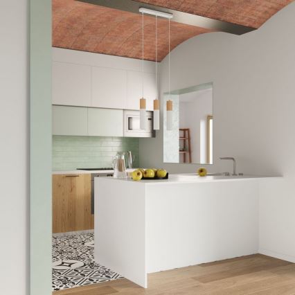 Ljuskrona med textilsladd PABLO 2xGU10/40W/230V vit/bok