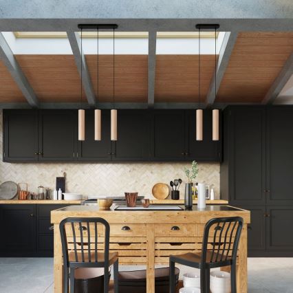 Ljuskrona med textilsladd LINO 2xGU10/40W/230V bok