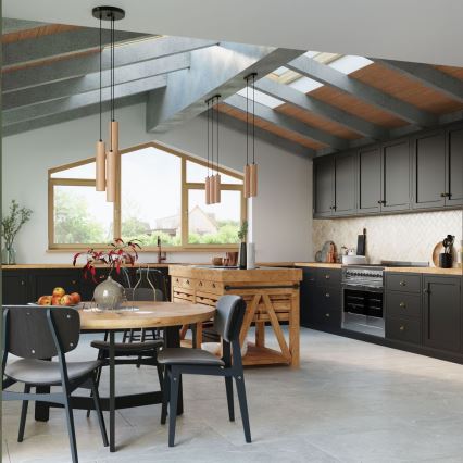 Ljuskrona med textilsladd LINO 2xGU10/40W/230V bok