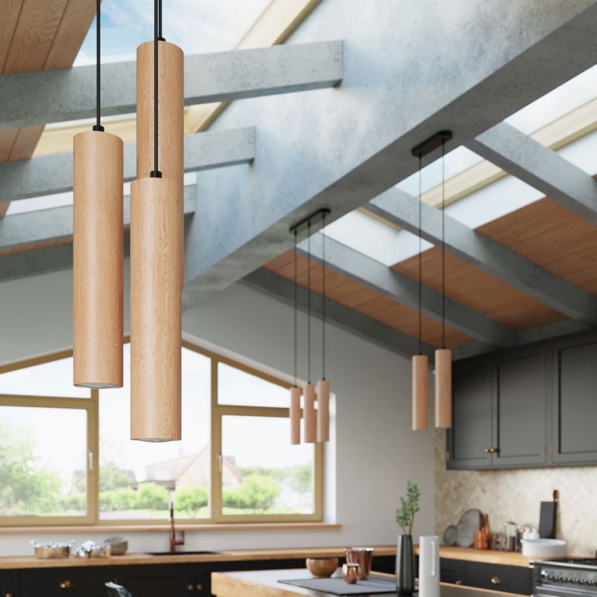 Ljuskrona med textilsladd LINO 2xGU10/40W/230V bok