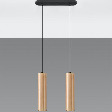 Ljuskrona med textilsladd LINO 2xGU10/40W/230V bok