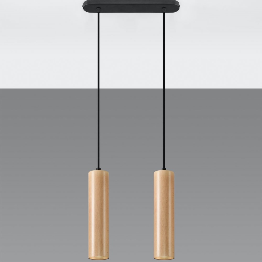 Ljuskrona med textilsladd LINO 2xGU10/40W/230V bok