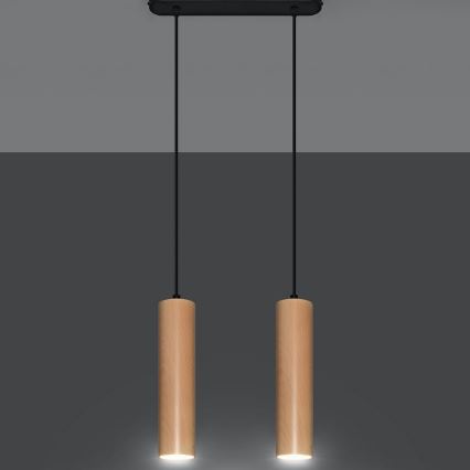 Ljuskrona med textilsladd LINO 2xGU10/40W/230V bok