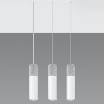 Taklampa på kabel BORGIO 3xGU10/40W/230V betong/metal vit