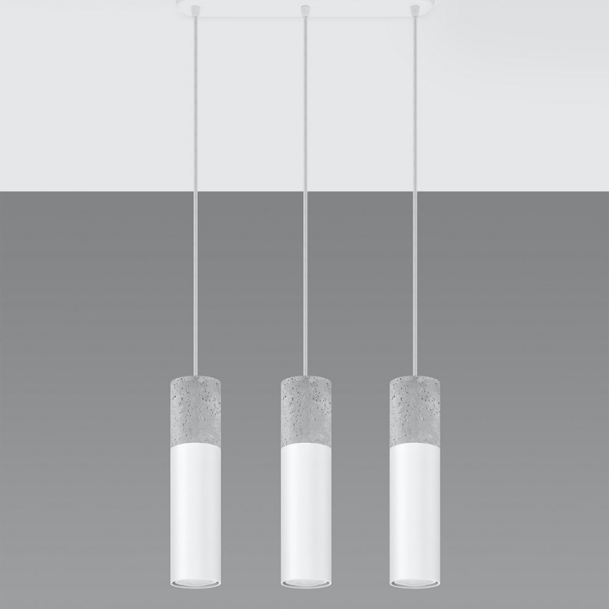 Taklampa på kabel BORGIO 3xGU10/40W/230V betong/metal vit