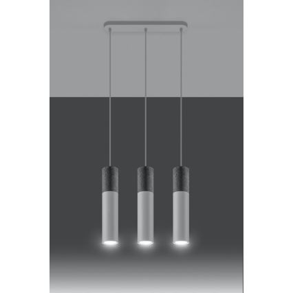 Taklampa på kabel BORGIO 3xGU10/40W/230V betong/metal vit