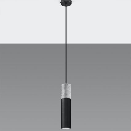 Taklampa på kabel BORGIO 1xGU10/40W/230V betong/metal svart