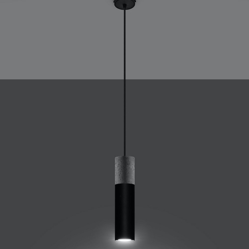 Taklampa på kabel BORGIO 1xGU10/40W/230V betong/metal svart