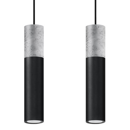 Taklampa på kabel BORGIO 2xGU10/40W/230V betong/metal svart