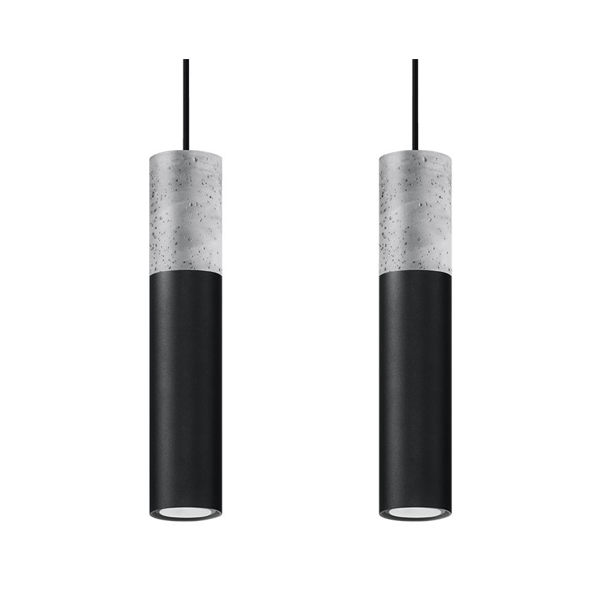 Taklampa på kabel BORGIO 2xGU10/40W/230V betong/metal svart