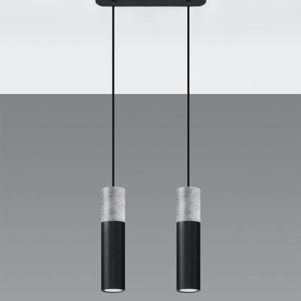 Taklampa på kabel BORGIO 2xGU10/40W/230V betong/metal svart