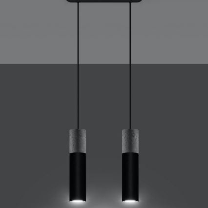 Taklampa på kabel BORGIO 2xGU10/40W/230V betong/metal svart