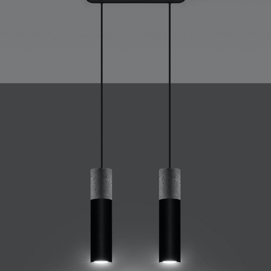 Taklampa på kabel BORGIO 2xGU10/40W/230V betong/metal svart