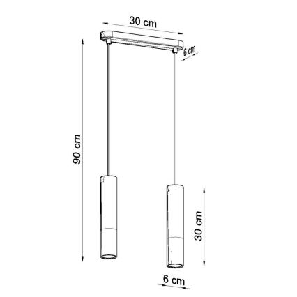 Taklampa på kabel BORGIO 2xGU10/40W/230V betong/metal svart