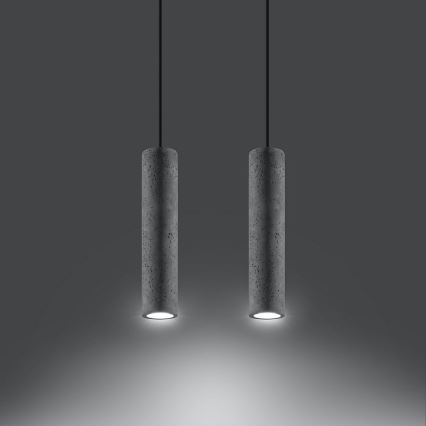 Taklampa på kabel LUVO 2xGU10/40W/230V betong/svart