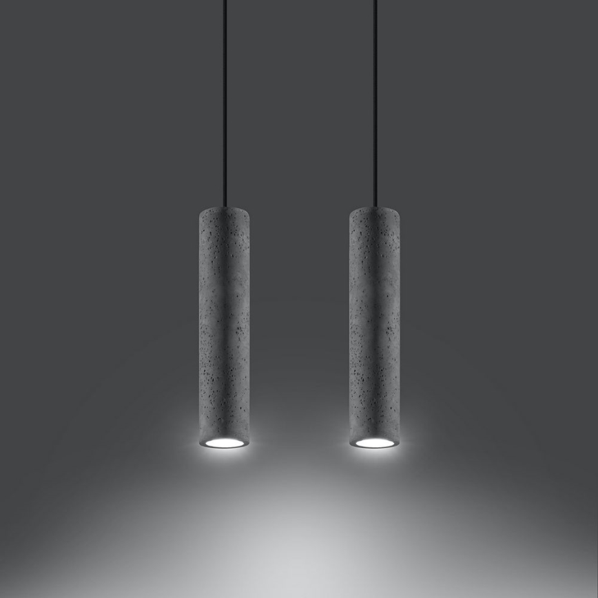 Taklampa på kabel LUVO 2xGU10/40W/230V betong/svart