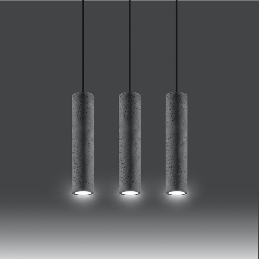 Taklampa på kabel LUVO 3xGU10/40W/230V betong/svart