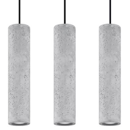 Taklampa på kabel LUVO 3xGU10/40W/230V betong/svart