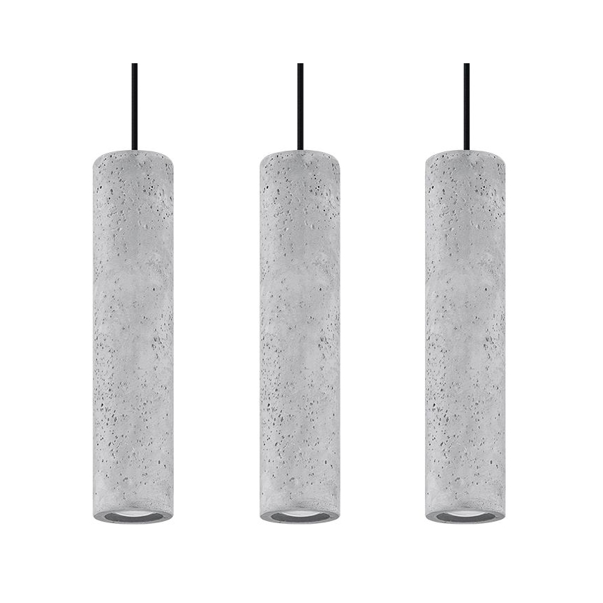 Taklampa på kabel LUVO 3xGU10/40W/230V betong/svart