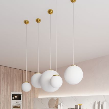 Pendellampa med sladd TOYA 1xE27/60W/230V Ø 20 cm vit/guld