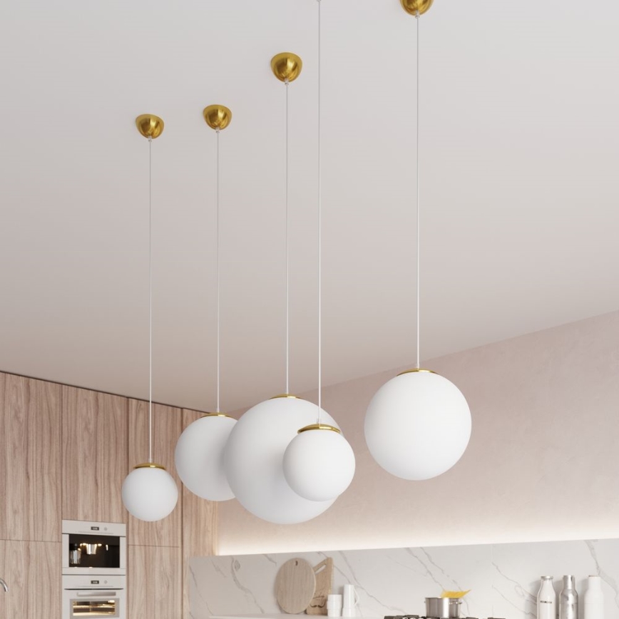 Pendellampa med sladd TOYA 1xE27/60W/230V Ø 20 cm vit/guld