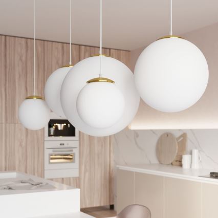Pendellampa med sladd TOYA 1xE27/60W/230V Ø 20 cm vit/guld