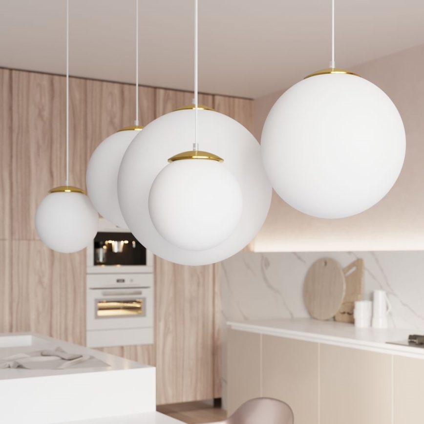 Pendellampa med sladd TOYA 1xE27/60W/230V Ø 20 cm vit/guld