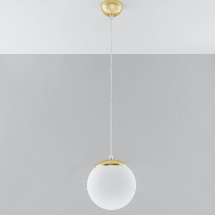 Pendellampa med sladd TOYA 1xE27/60W/230V Ø 20 cm vit/guld