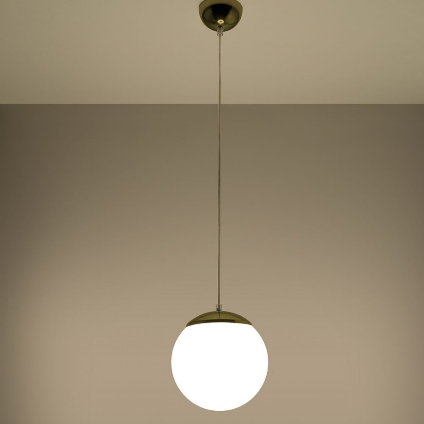 Pendellampa med sladd TOYA 1xE27/60W/230V Ø 20 cm vit/guld
