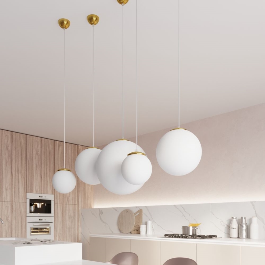 Pendellampa med sladd TOYA 1xE27/60W/230V Ø 30 cm vit/guld