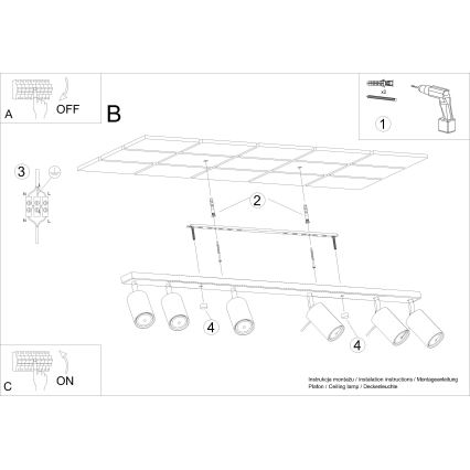 Spotlight RING 6xGU10/10W/230V