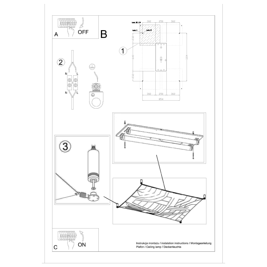 LED taklampa LUNA 2xG13/8,5W/230V 80x105 cm vit