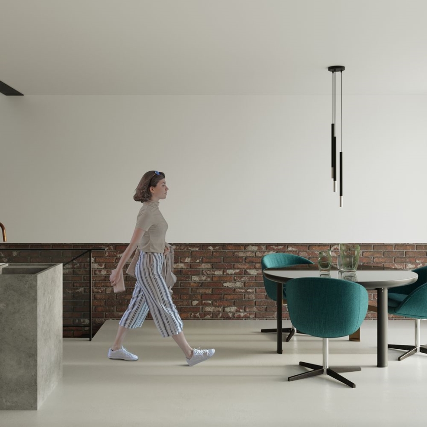 Ljuskrona med textilsladd MOSAIC 3xG9/12W/230V svart/skinande krom