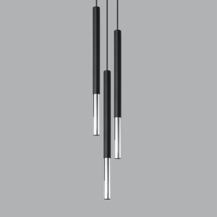 Ljuskrona med textilsladd MOSAIC 3xG9/12W/230V svart/skinande krom