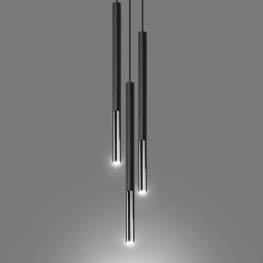 Ljuskrona med textilsladd MOSAIC 3xG9/12W/230V svart/skinande krom