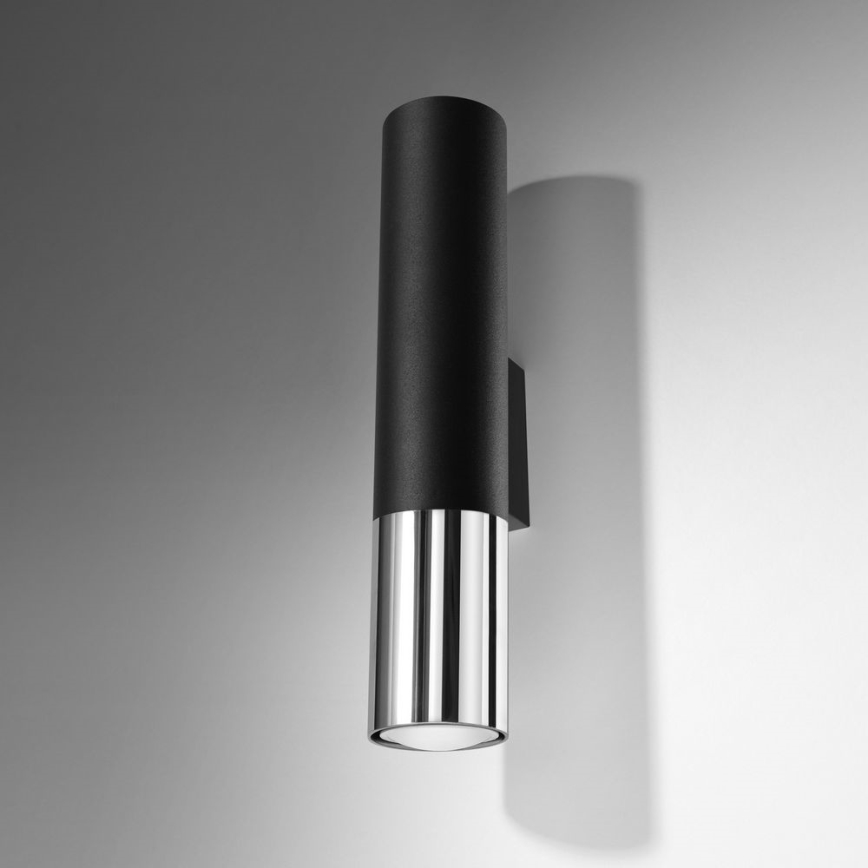 Vägglampa LOOPEZ 2xGU10/10W/230V svart/skinande krom