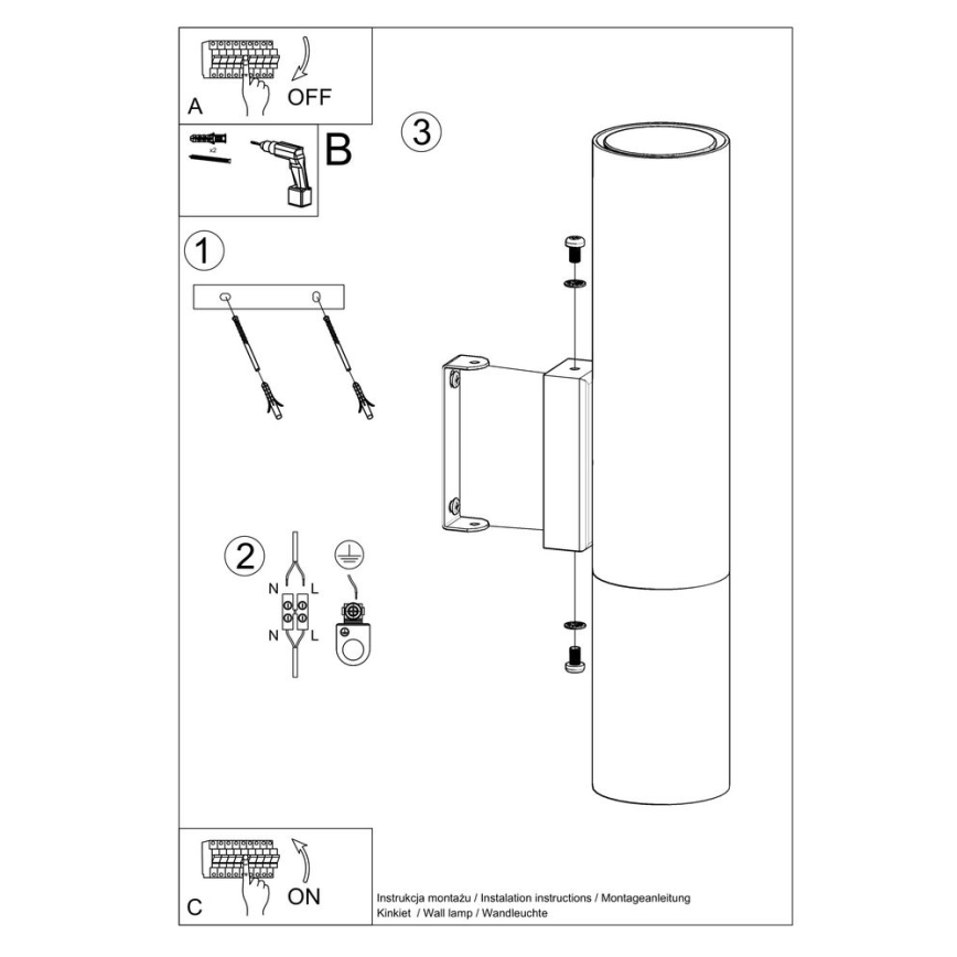 Vägglampa LOOPEZ 2xGU10/10W/230V svart/skinande krom