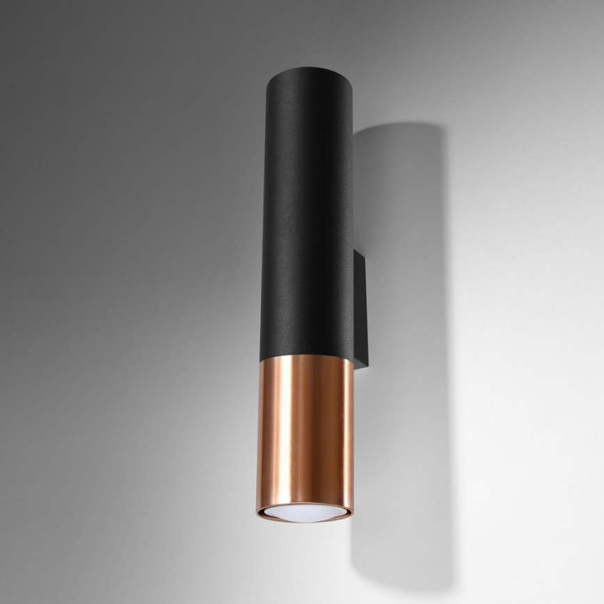 Vägglampa LOOPEZ 2xGU10/10W/230V svart/koppar