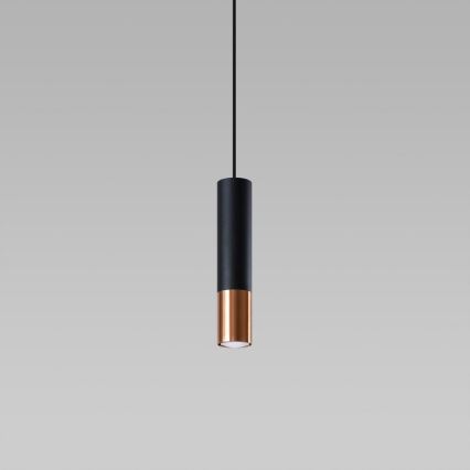 Ljuskrona med textilsladd LOOPEZ 1xGU10/10W/230V svart/koppar