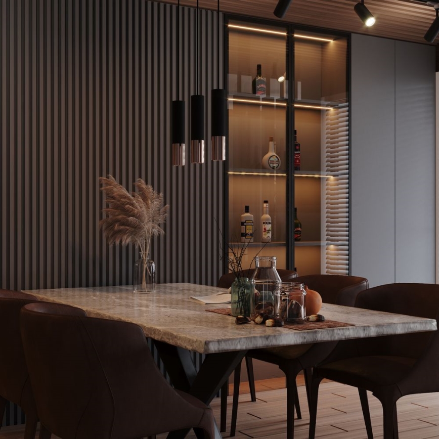 Ljuskrona med textilsladd LOOPEZ 2xGU10/10W/230V svart/koppar