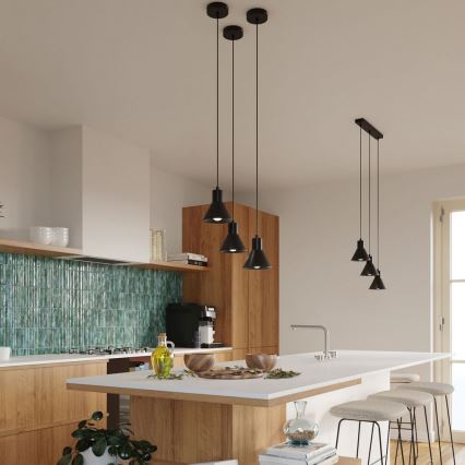 Takkkrona på ett snöre  TALEJA 3xE27/60W/230V svart