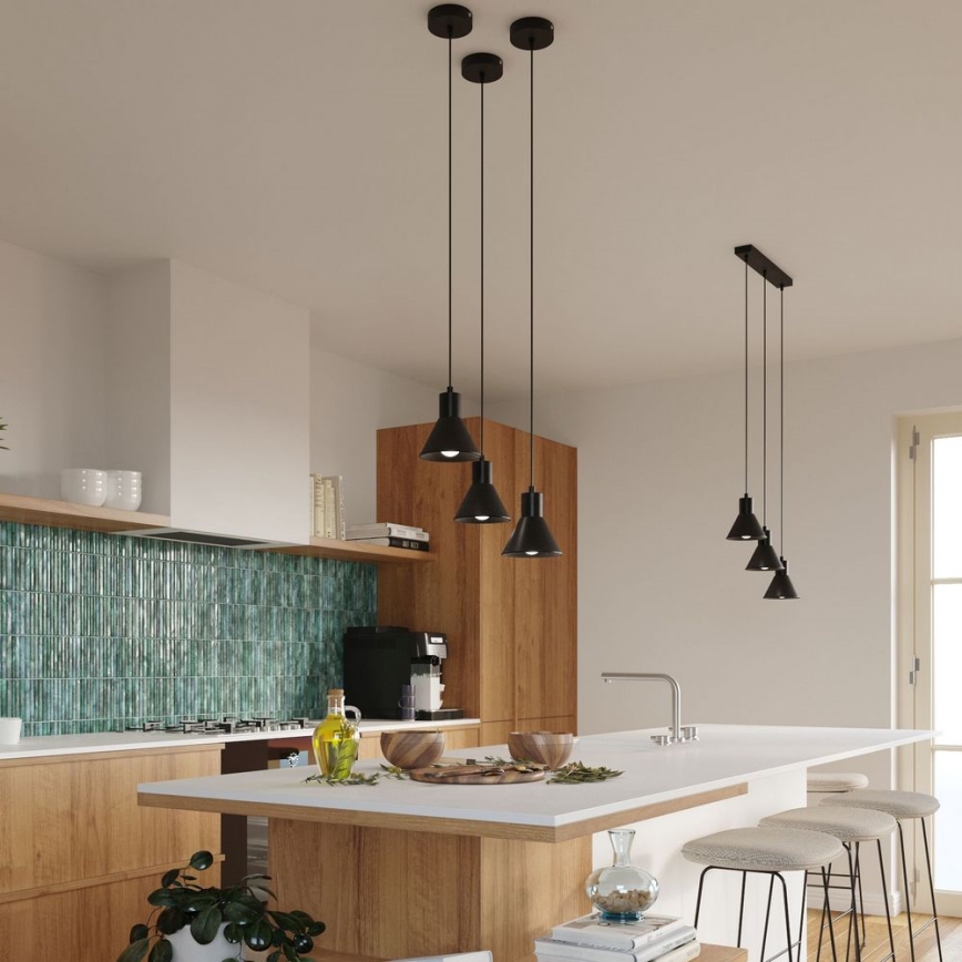 Takkkrona på ett snöre  TALEJA 3xE27/60W/230V svart